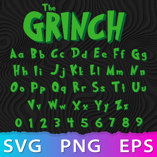 Grinch Font SVG, Grinch Letters SVG, Grinch Numbers SVG, Grinch Alphabet SVG