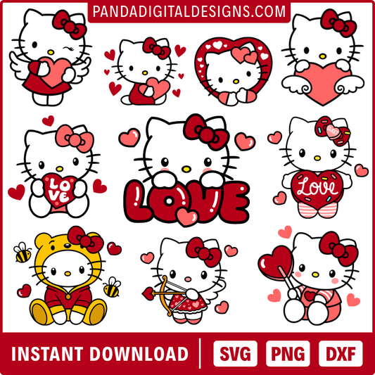 Hello Kitty Valentine’s Day SVG Bundle | 20+ SVG Cut Files For Cricut & Silhouette