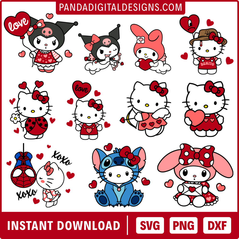 Hello Kitty Valentine’s Day SVG Bundle | 20+ SVG Cut Files For Cricut & Silhouette